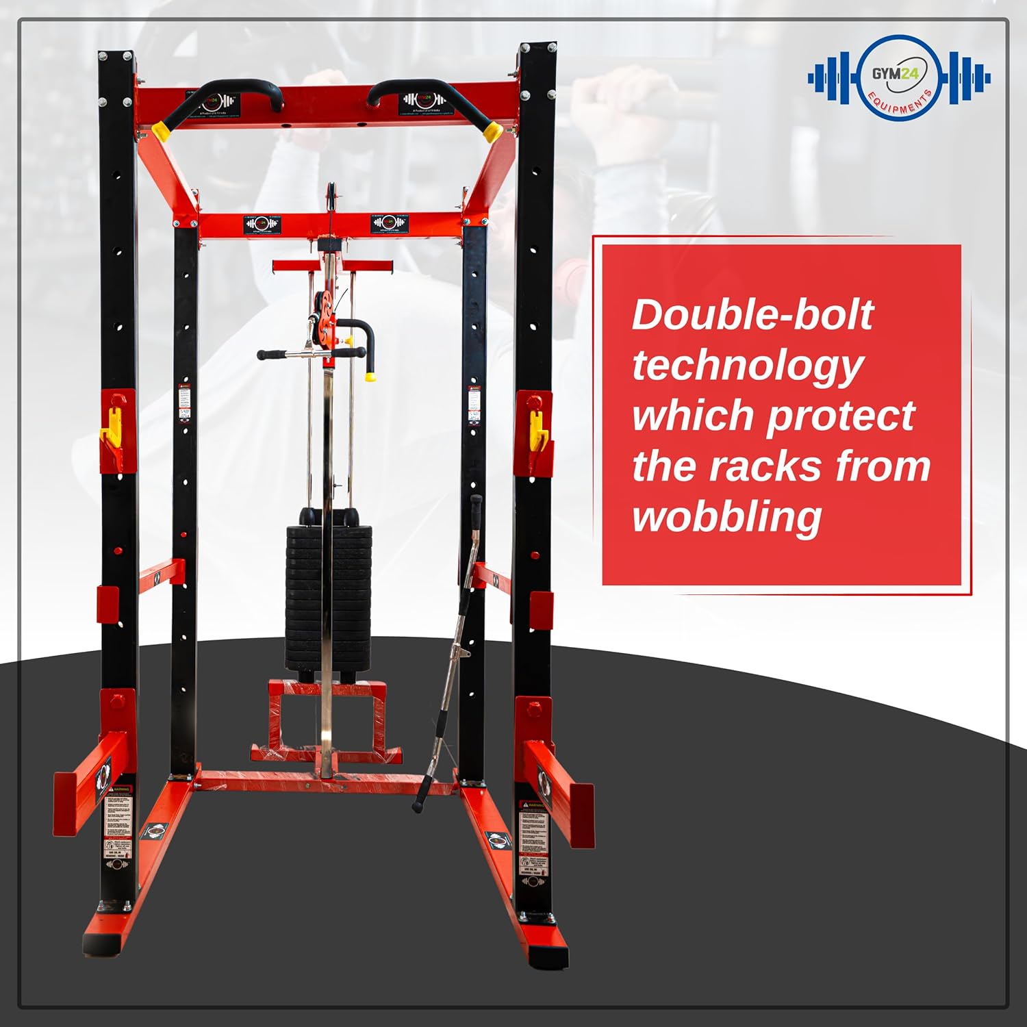 Power Squat Rack With Single Pully Cable Cross Home Gym Setup Size With 80 Kg Weight Stack