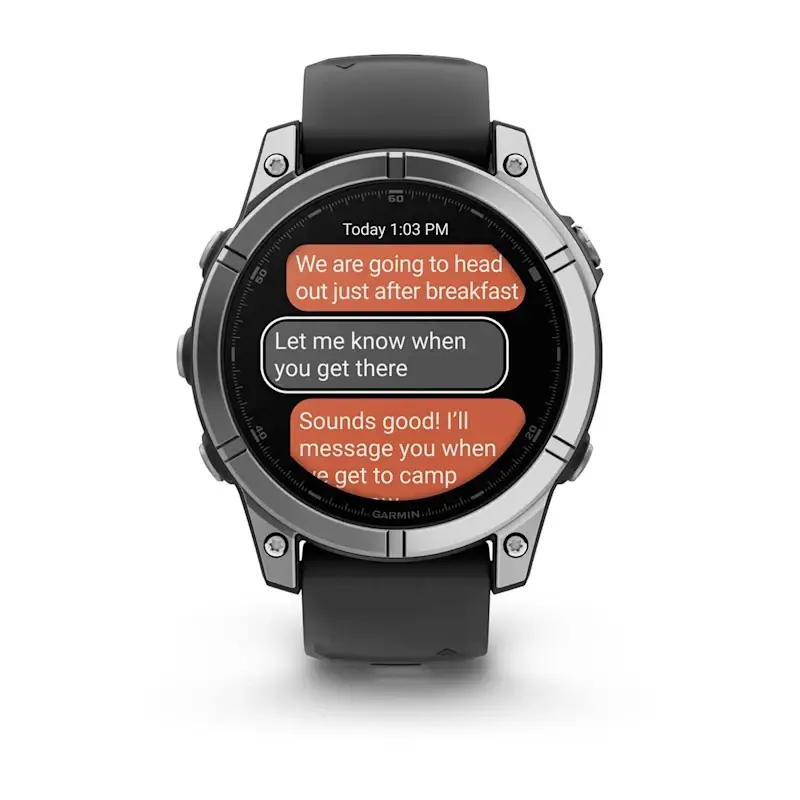 fenix® E – 47 mm, AMOLED Sapphire, Titanium with Chestnut Leather Band