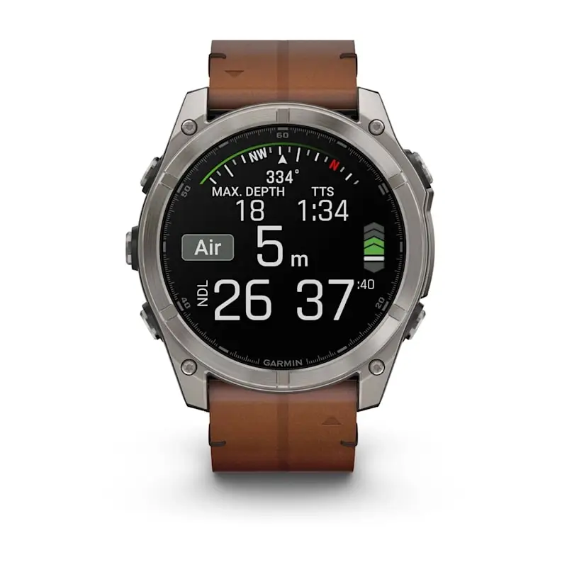 fenix® 8 – 51 mm, AMOLED Sapphire, Titanium with Chestnut Leather Band