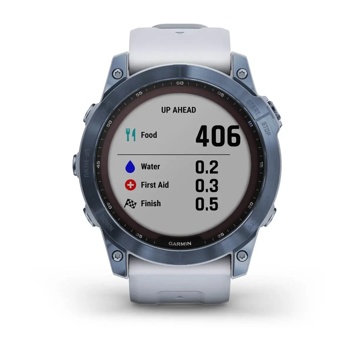 fenix® 7X – Sapphire Solar Edition Mineral Blue DLC Titanium with Whitestone Band