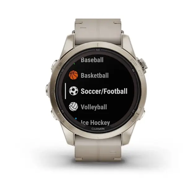 fenix® 7S Pro – Sapphire Solar Edition Soft Gold with Limestone Leather Band