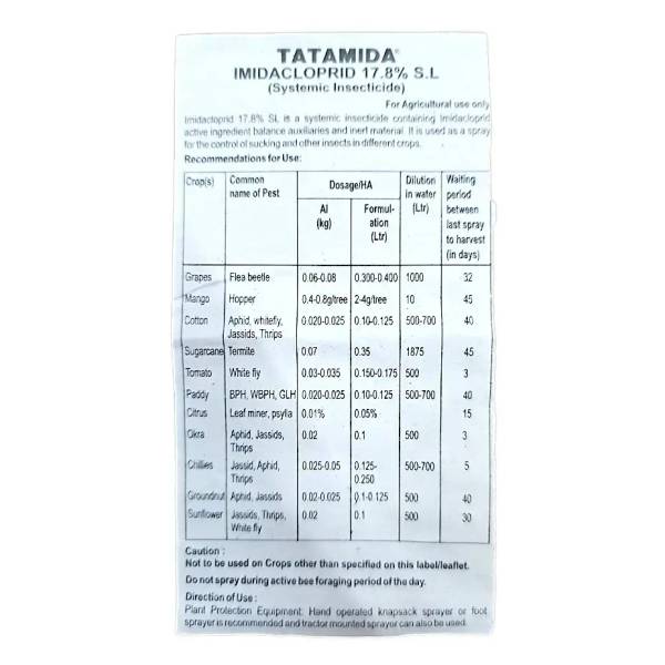 TataMida Insecticide (Imidachloprid 17.8% SL)
