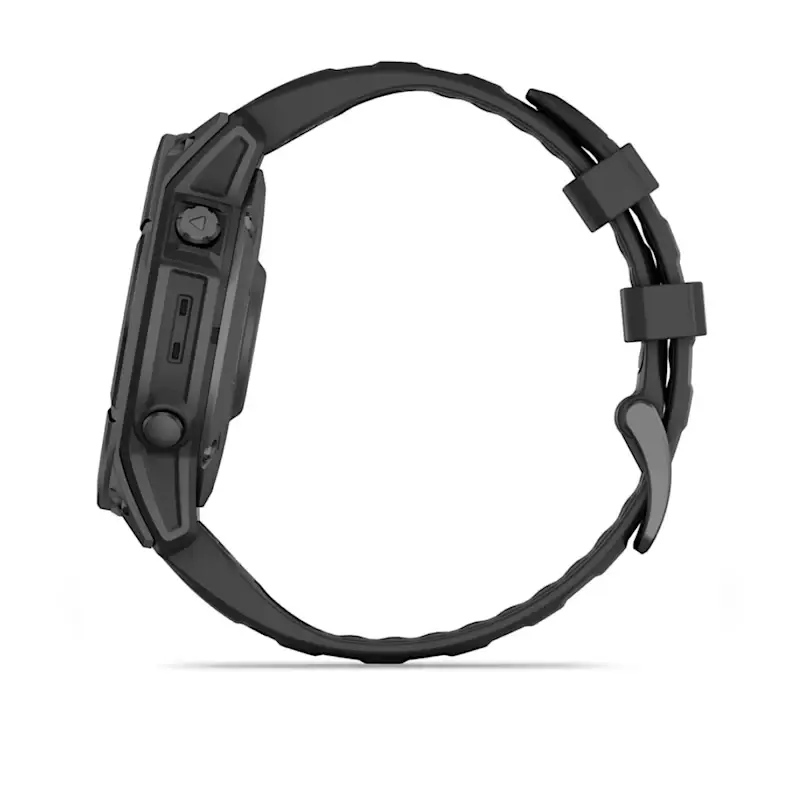 fenix® E – 47 mm, AMOLED Slate grey steel with Black silicone band