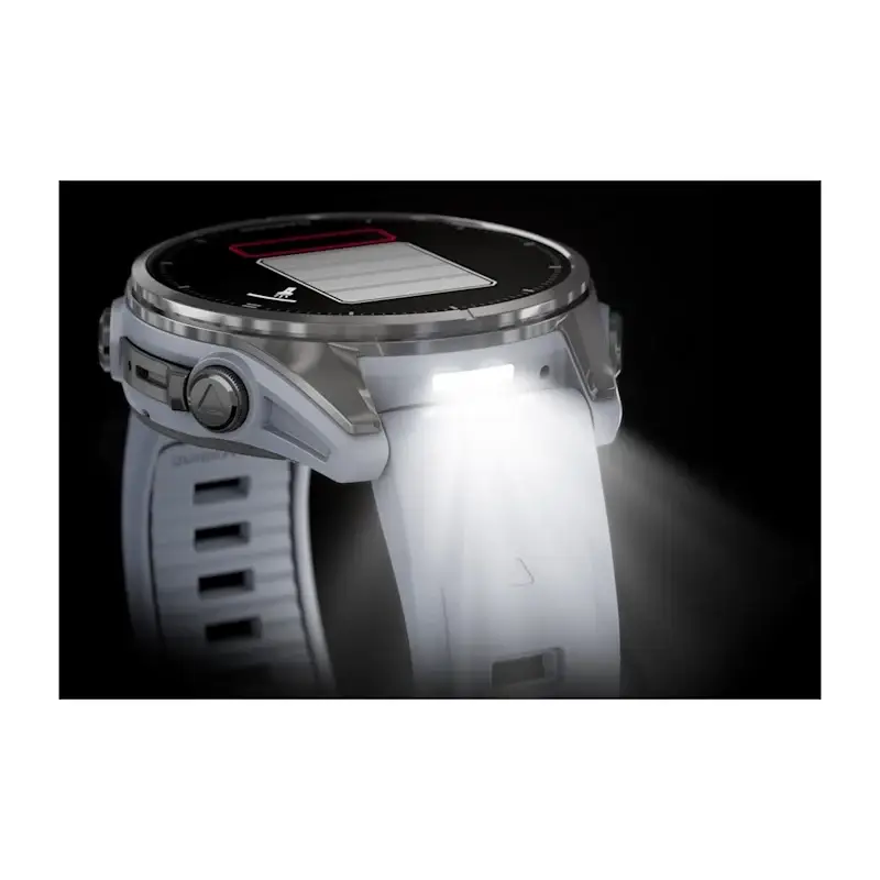 fenix® 8 – 43 mm, AMOLED Silver with Whitestone silicone band