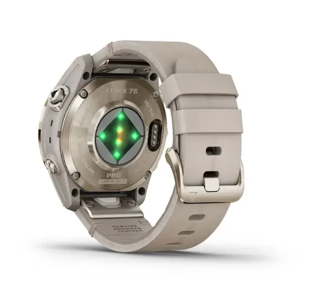 fenix® 7S Pro – Sapphire Solar Edition Soft Gold with Limestone Leather Band