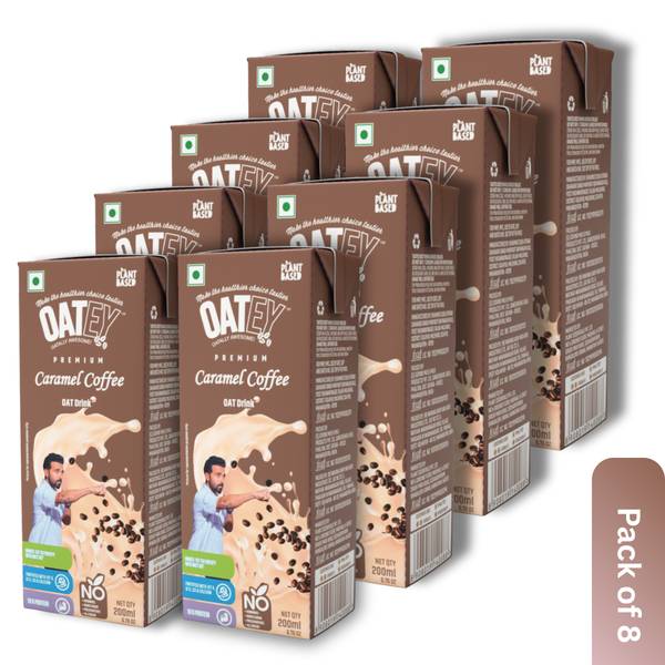 OATEY Premium Caramel Coffee Oat Milk: Pack of 8 (1.6 L) | Plant-Based Vegan Milk