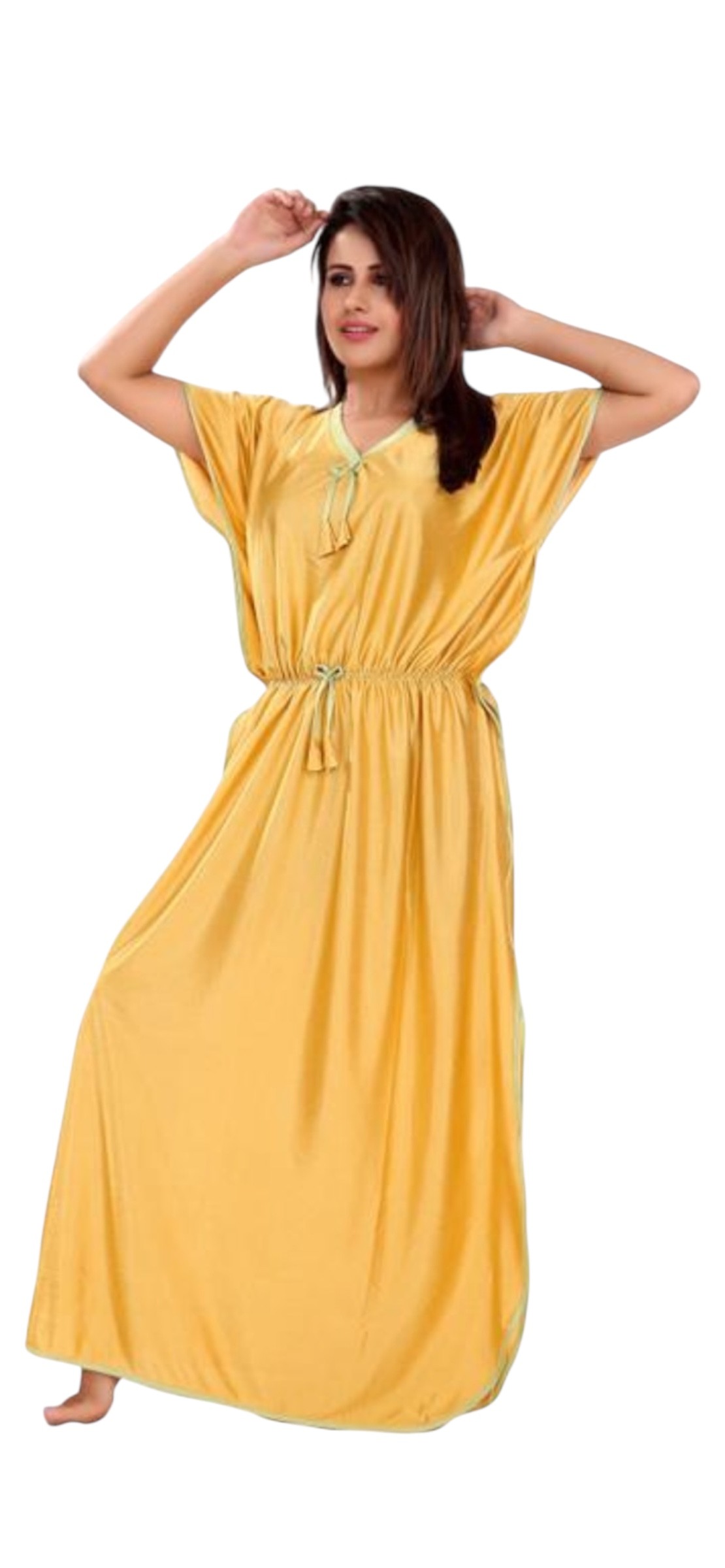SATIN KAFTAN GOWN YELLOW
