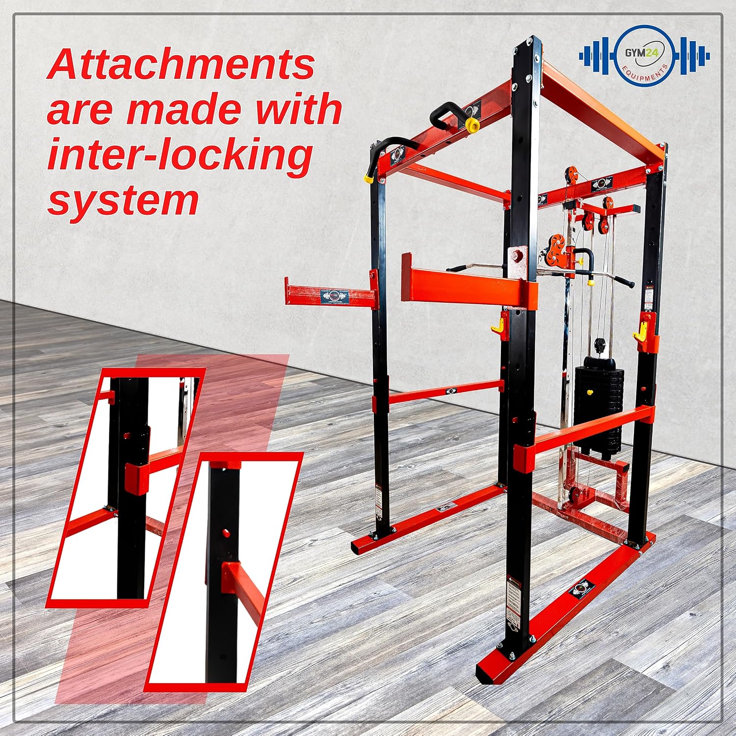 Power Squat Rack With Single Pully Cable Cross Home Gym Setup Size With 80 Kg Weight Stack