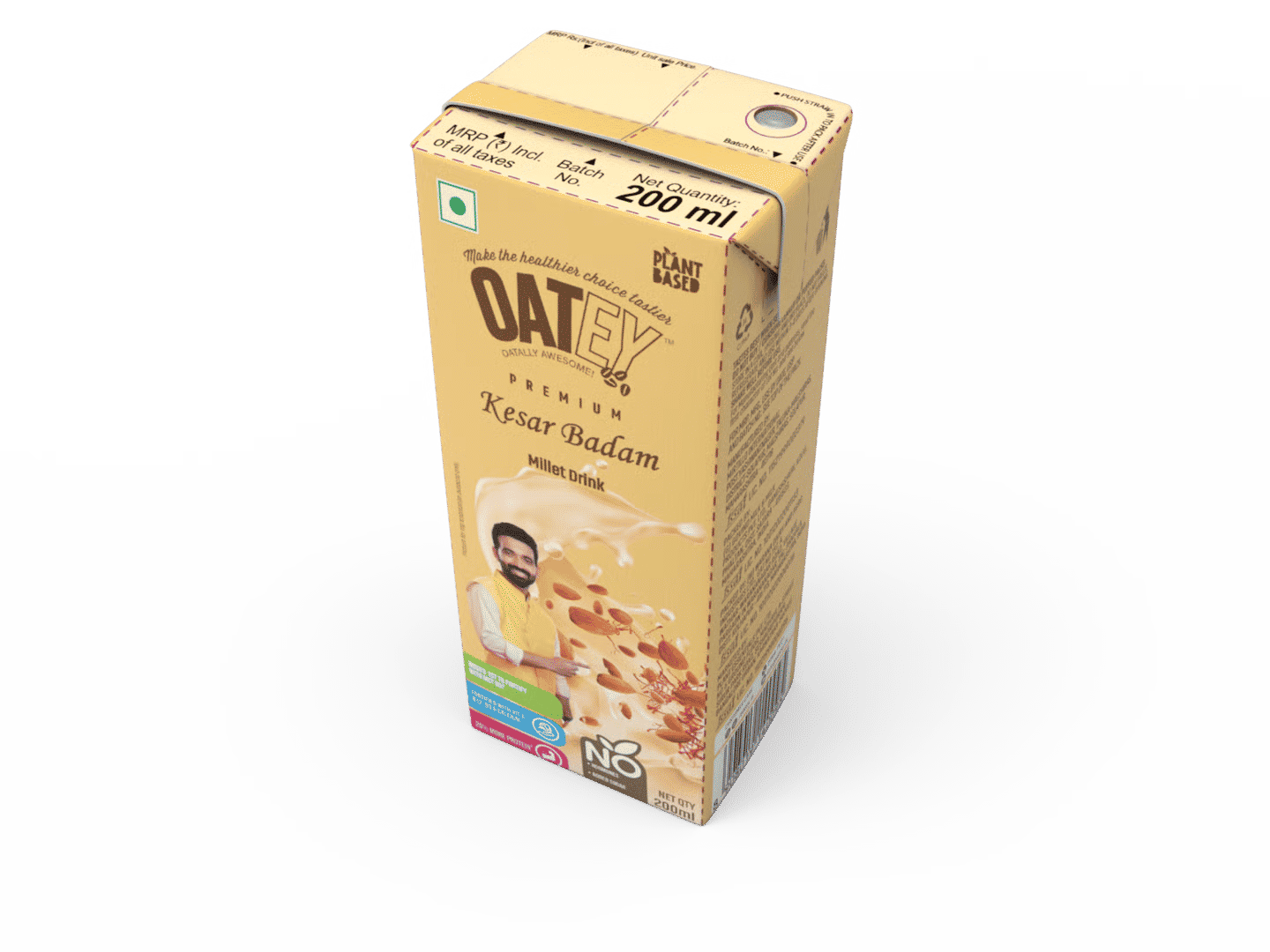 OATEY Premium Kesar Badam Millet Milk: Pack of 27 (5.4 L) | Plant-Based Vegan Milk India