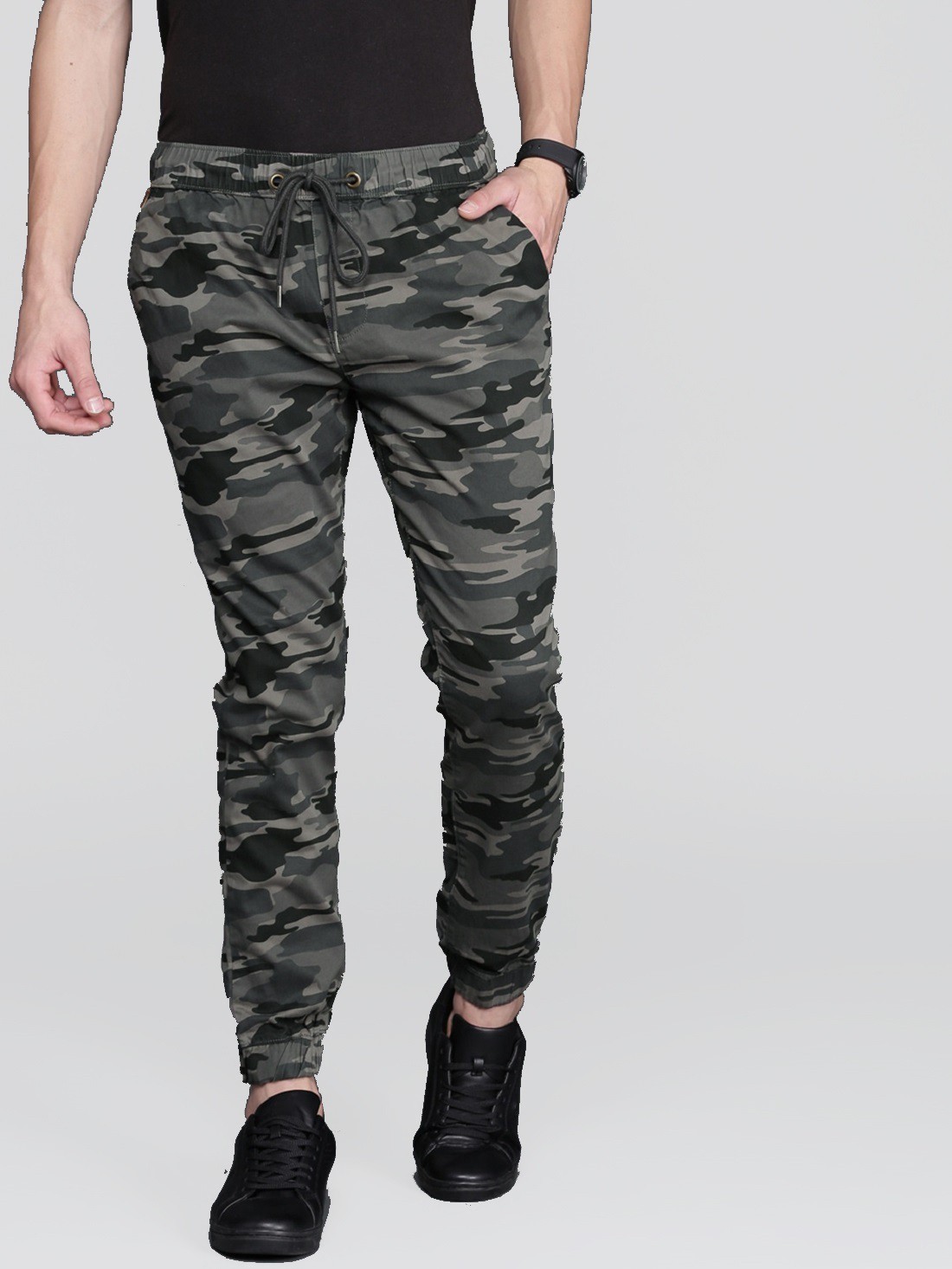 Camouflage Printed Cotton Blend Solid Mens  slim fit Joggers