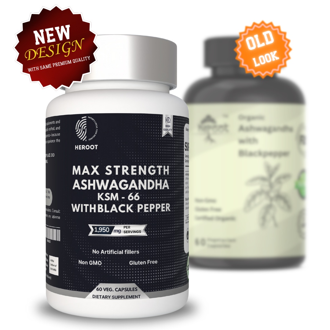 Organic Ashwagandha Capsules 500mg - 60 Capsules with Black Pepper Extract for Enhanced Absorption