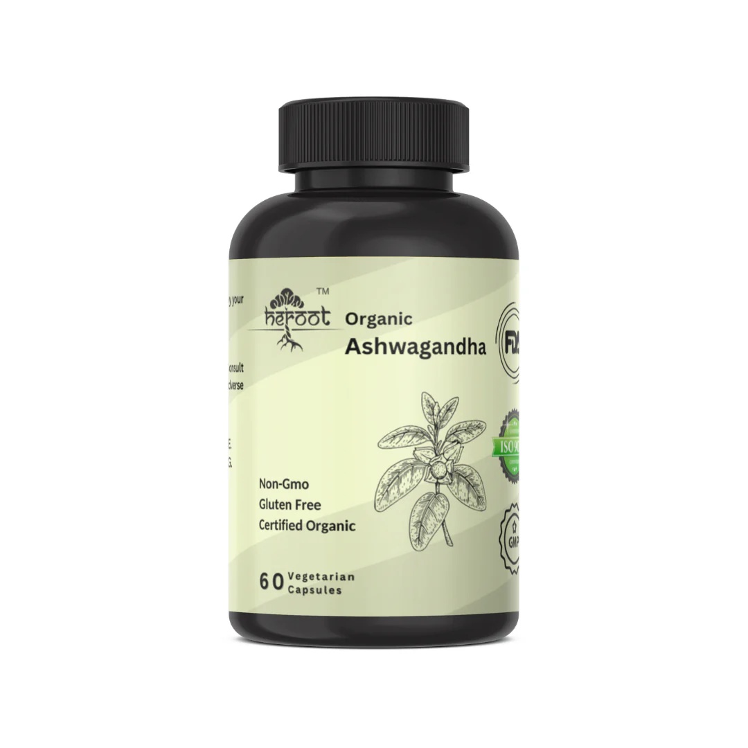 Organic Ashwagandha 500mg - 60 vegan capsules 100% Pure Organic_copy