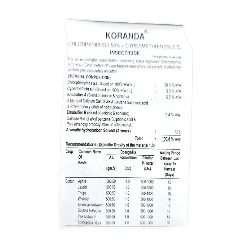 Tata Koranda Insecticide ( Choropyriphos 50 % + Cypermethrin 5 % w/w )