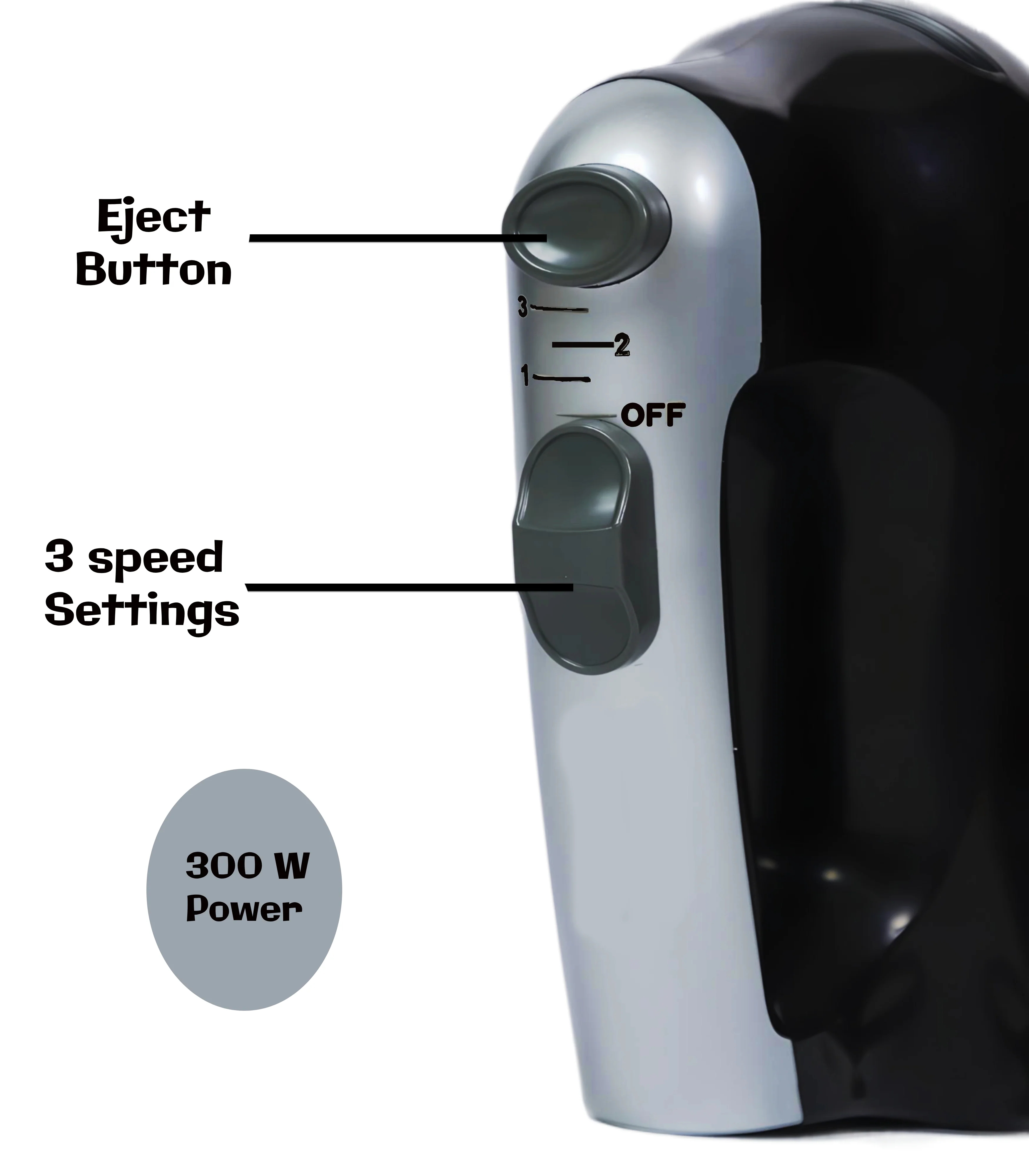 LA' FORTE Hand Mixer 300 W with Dough hook Beater hook and Mounting Bracket