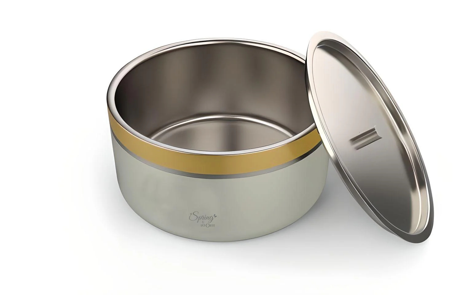 Double Wall Stainless Steel Casserole with Lid | 1200ml Capacity (1700ml Without Lid) | Food-Grade Steel | Multipurpose Serving Bowl | Black & Beige