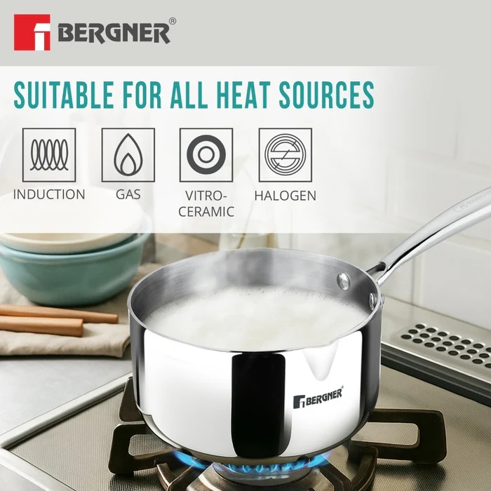 BERGNER Argent Tri-Ply Stainless Steel Milkpan/Saucepan