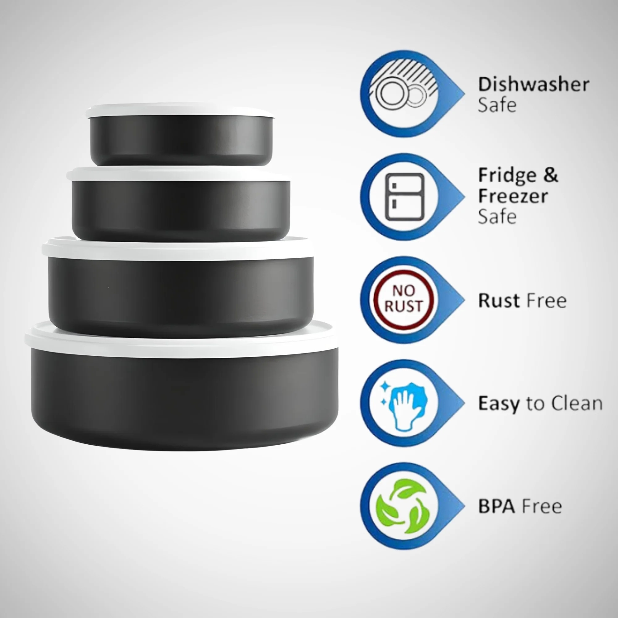 LA'FORTE Stainless Steel Utility Container - 800 ml, 550 ml, 350 ml, 180 ml