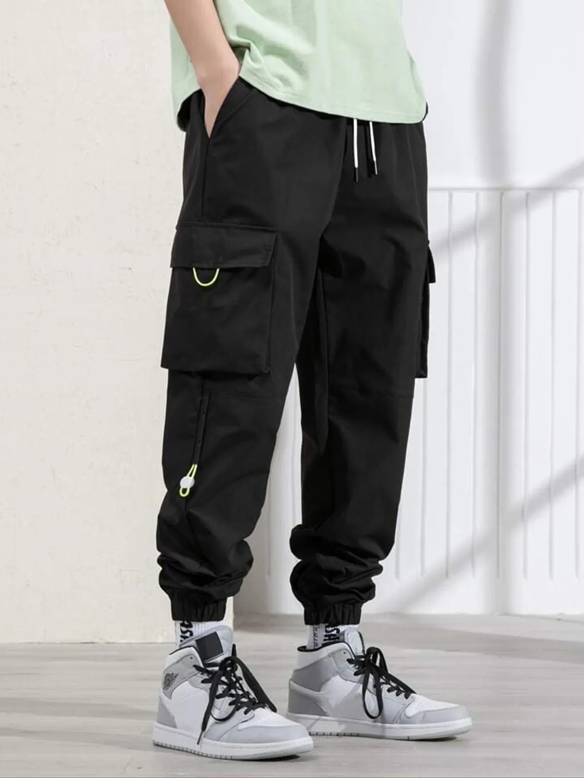 Black Lycra Blend Solid Joggers for Men & Women