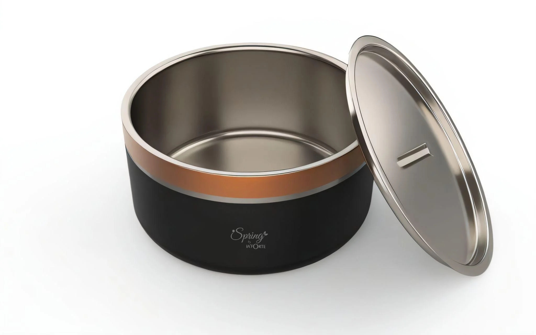 Double Wall Stainless Steel Casserole with Lid | 1200ml Capacity (1700ml Without Lid) | Food-Grade Steel | Multipurpose Serving Bowl | Black & Beige