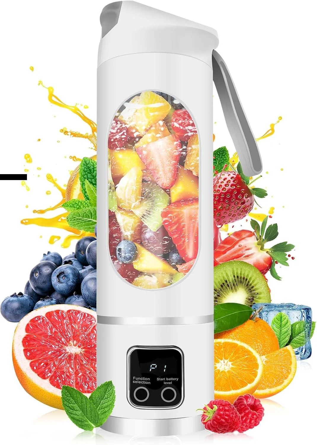Portable USB Juicer Blender – 450ml, 1500mAh Rechargeable Battery, 18000 RPM, BPA-Free, 3 Programs, Stainless Steel Blades – Smoothies, Juices, Protein Shakes