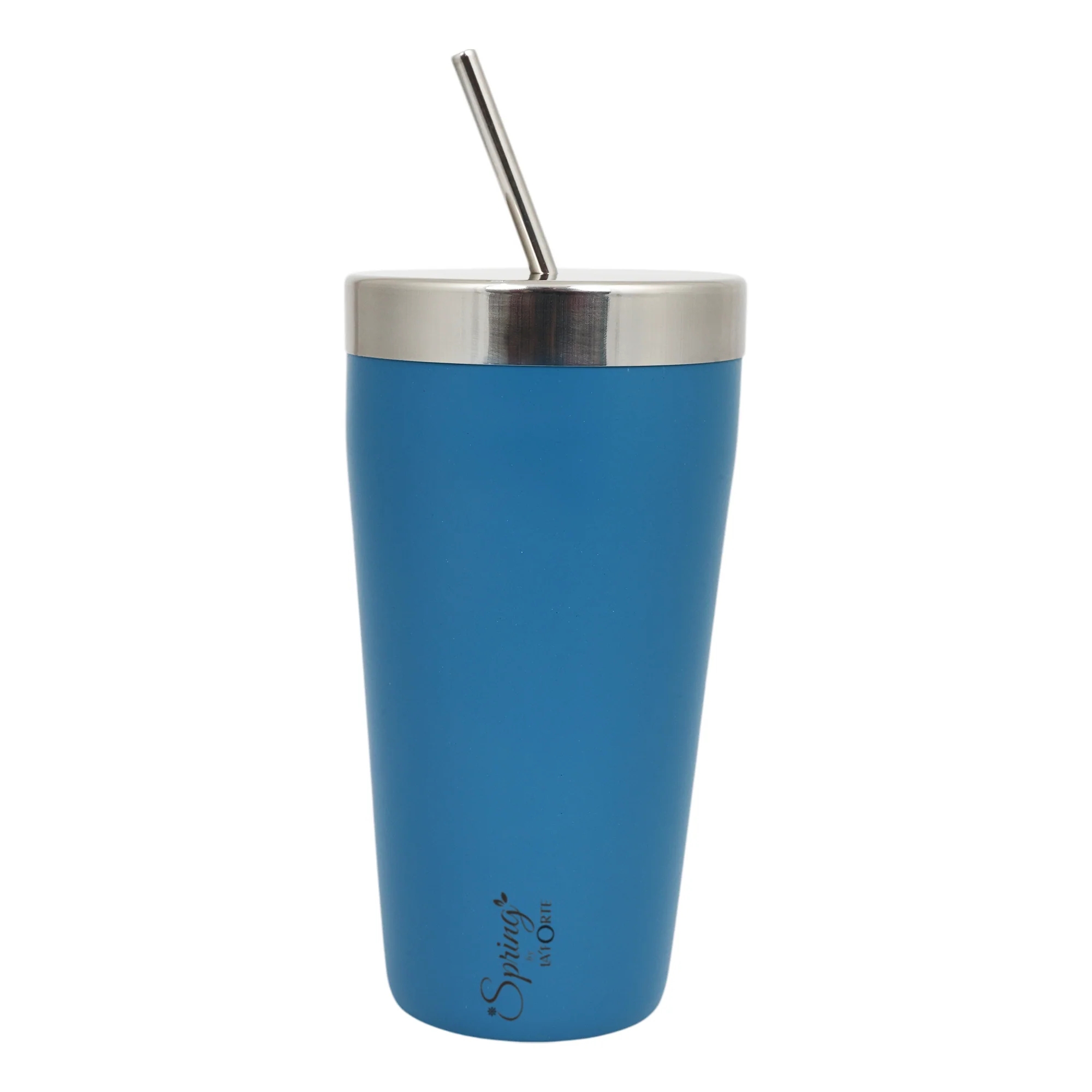 Stainless Steel Tumbler Set (650 ml) with Stainless Steel Lid and Straw – Premium Powder Coated Design for Hot & Cold Beverages (Set of 2, Color Options- Gold, Blue, Green)