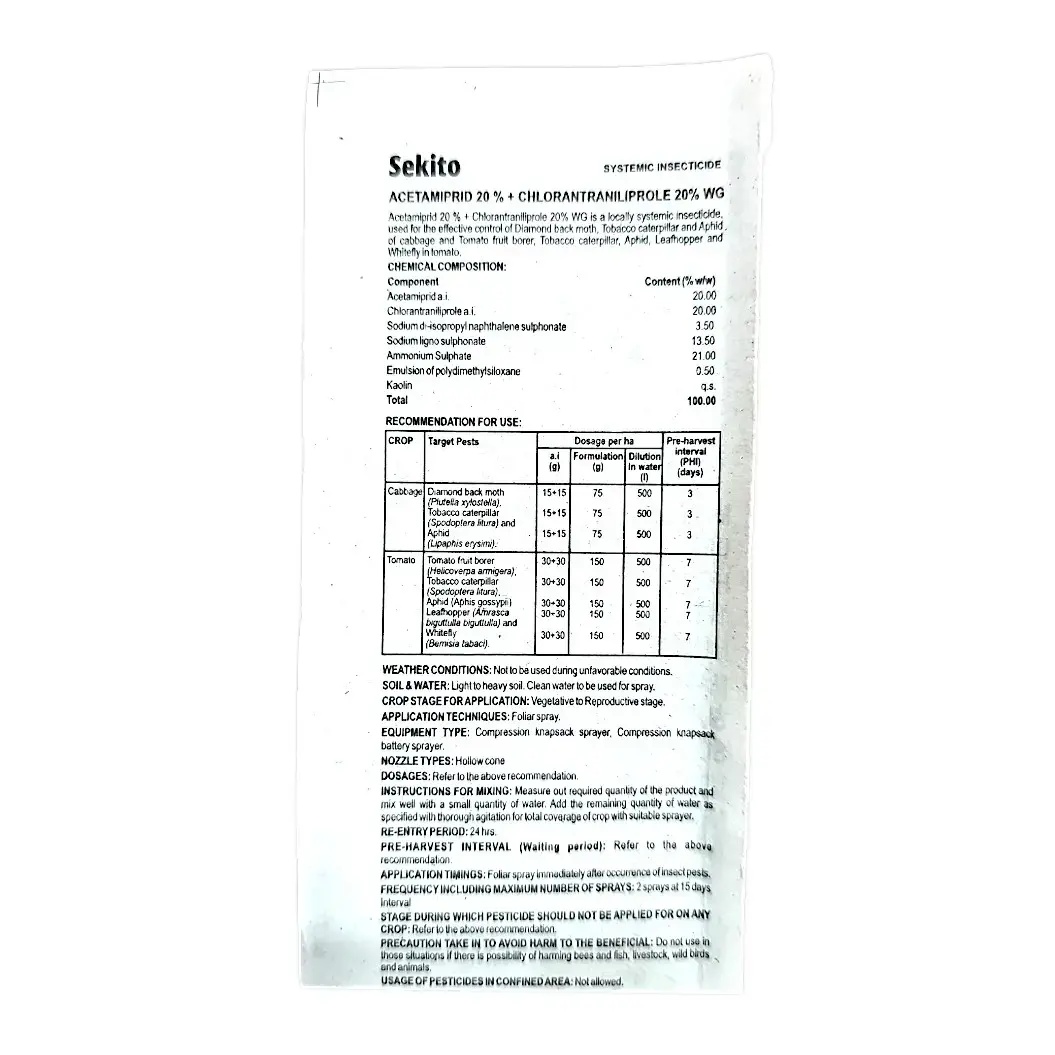 UPL Sekito Insecticide (Acetamiprid 20% + Chlorantraniliprole 20% WG)