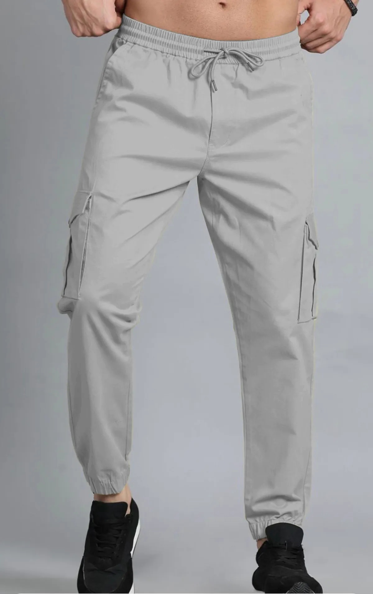 Light Grey  Fit Cargo Joggers for Men