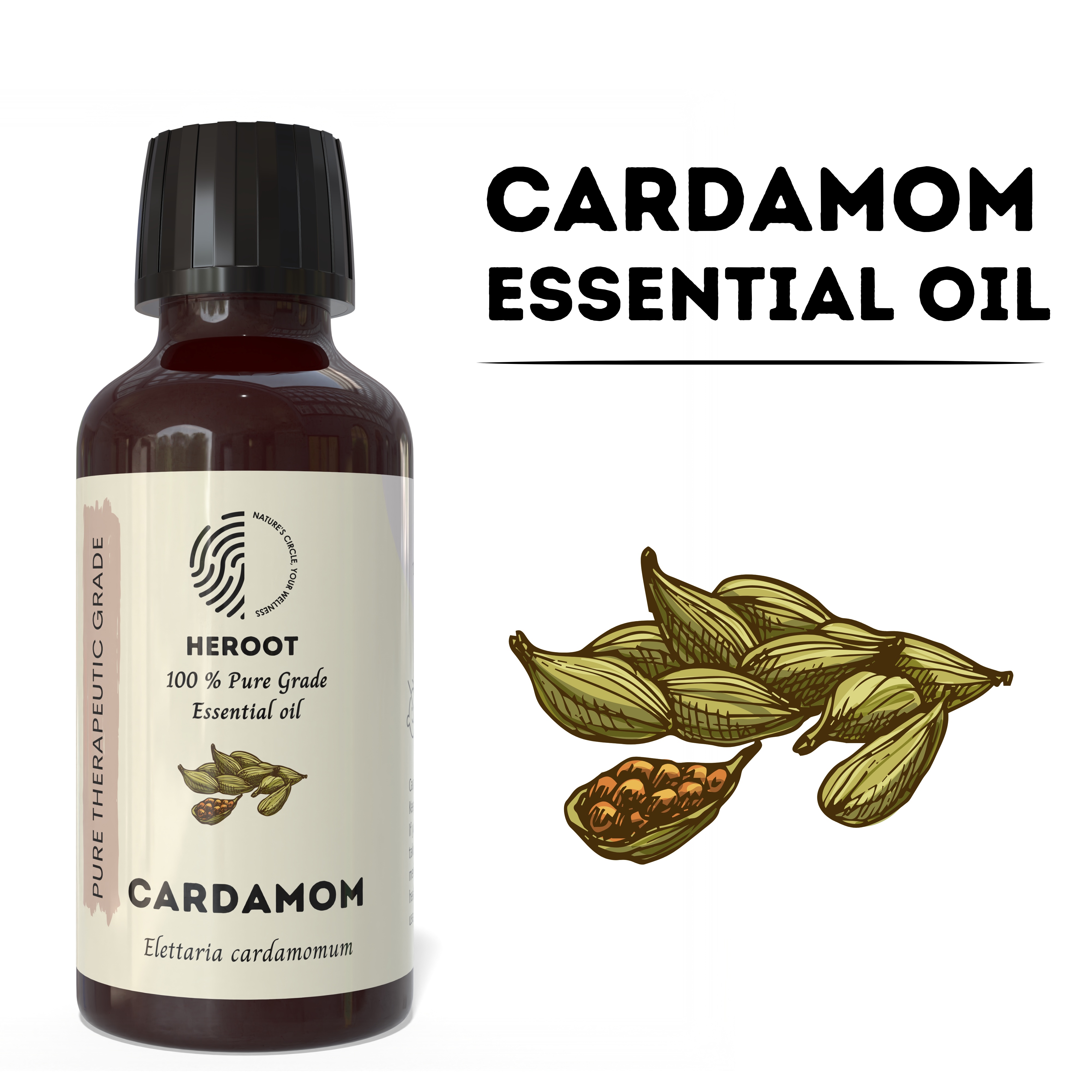 100% Pure Cardamom Essential Oil - Natural Therapeutic Grade for Addressing Sexual Weakness_copy