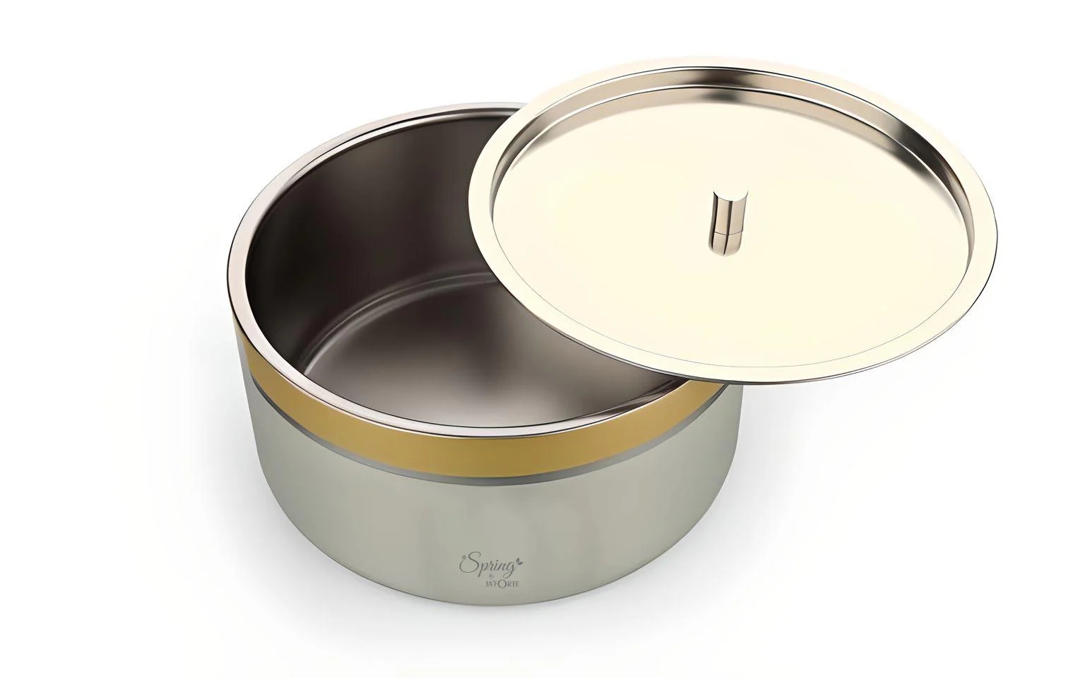 Double Wall Stainless Steel Casserole with Lid | 1200ml Capacity (1700ml Without Lid) | Food-Grade Steel | Multipurpose Serving Bowl | Black & Beige