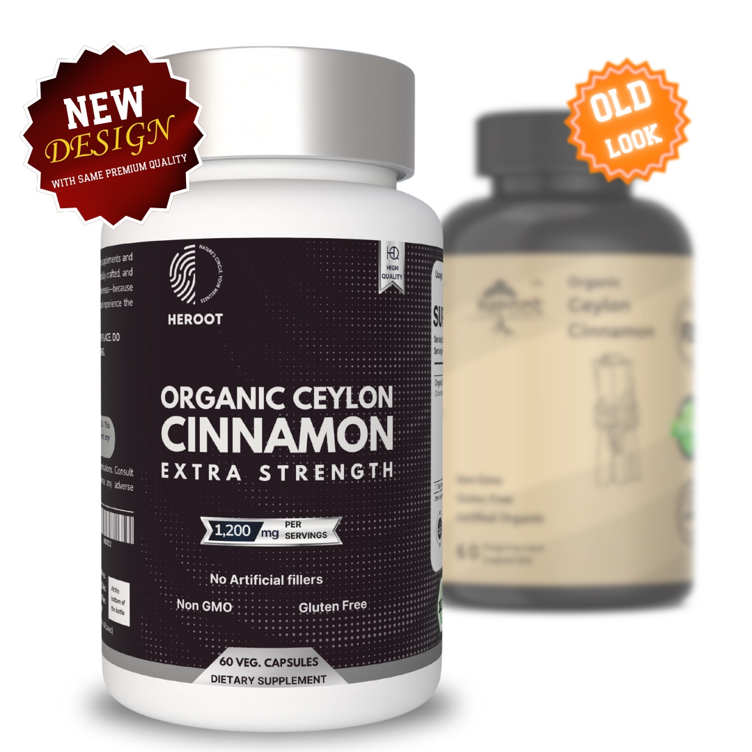 Organic Ceylon Cinnamon Capsules 500mg - 60 High-Potency Capsules for Blood Sugar Support