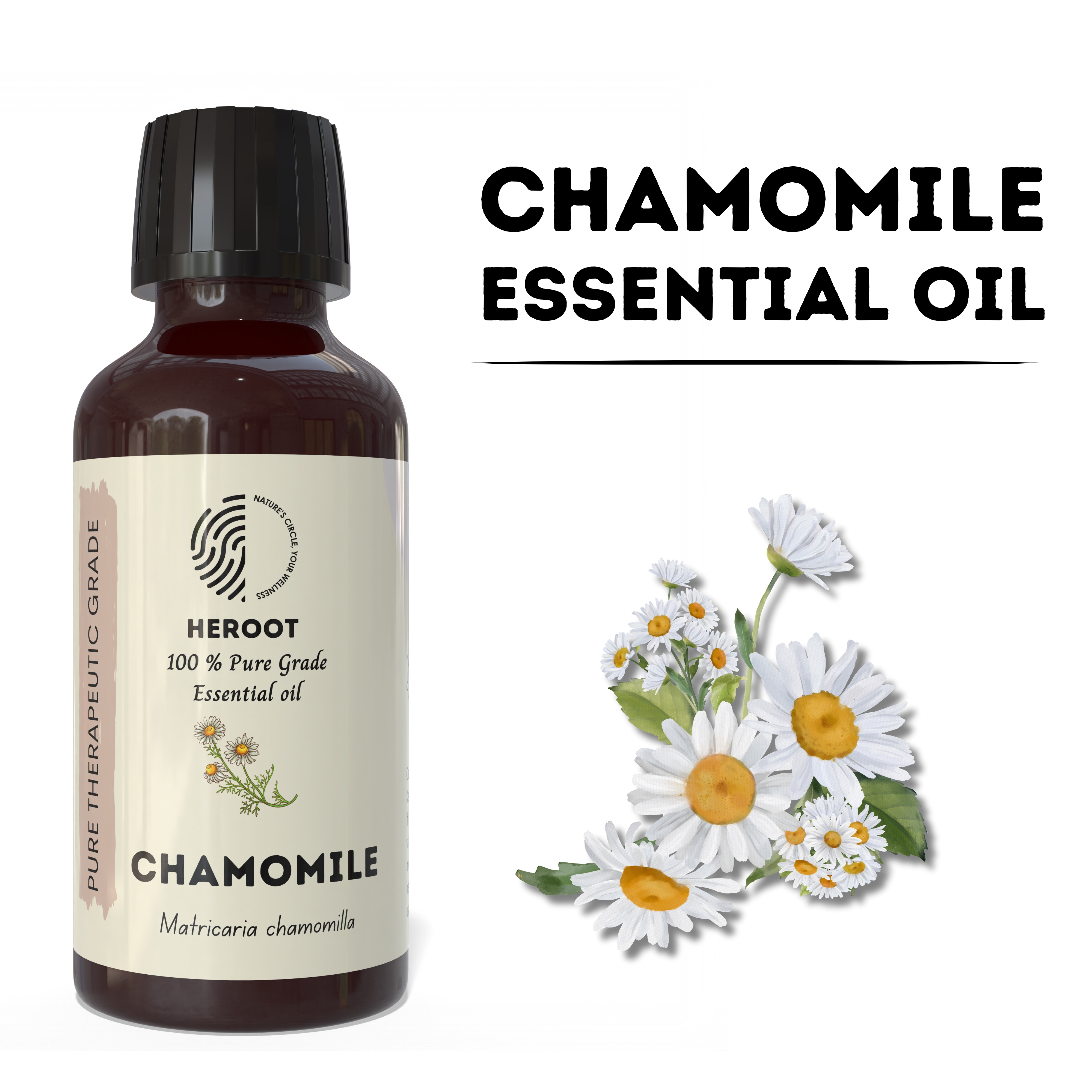 100% Pure Chamomile Essential Oil - Natural Therapeutic Grade for Indigestion Relief_copy