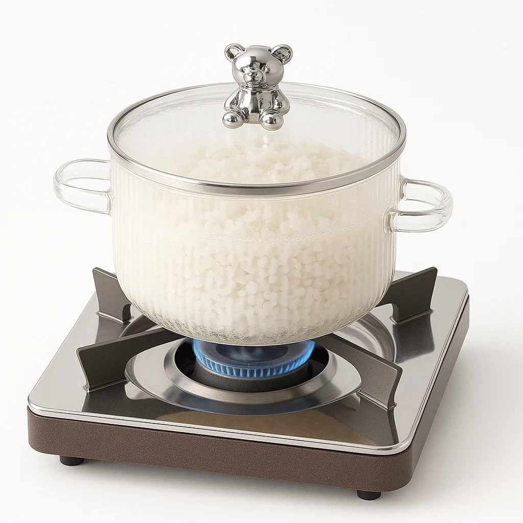 1600ml Multipurpose Borosilicate Glass Pot with Bear Knob Lid | Ideal for Cooking, Serving, Storage & More