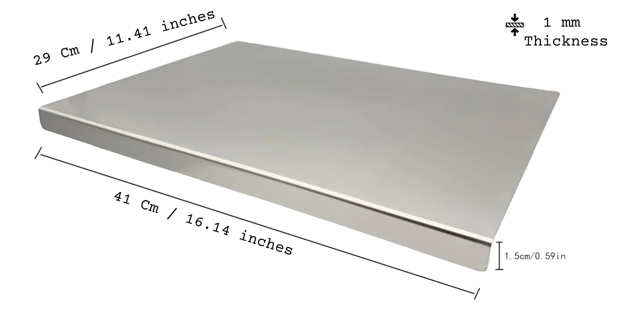 Clipon Stainless Steel Chopping and Cutting Board with Folded Hinge Support, 41 cm x 29 cm