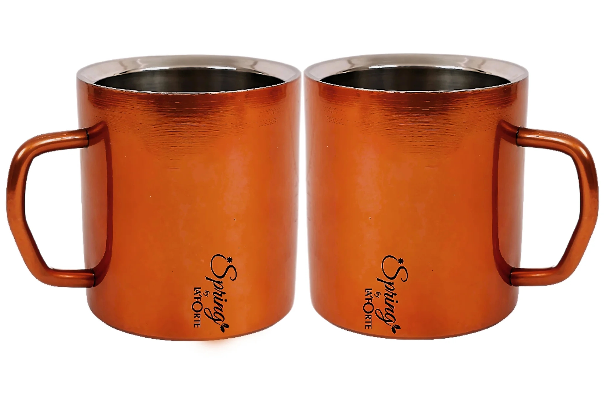 Stainless Steel Coffee and Tea Mugs - 150ml (5.07 oz) - Set of 2 - Powder Coated Exterior, Steel Interior