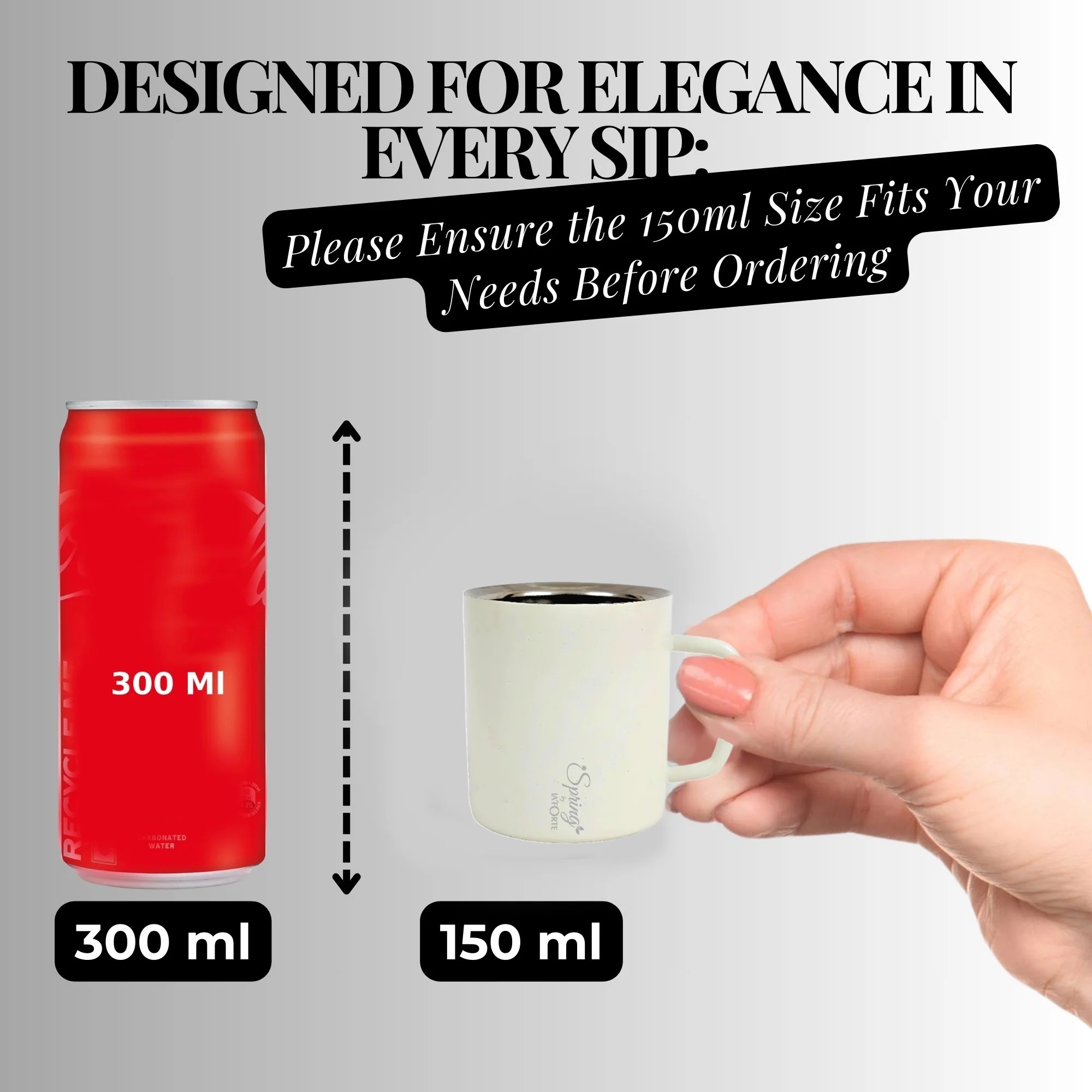 Stainless Steel Coffee and Tea Mugs - 150ml (5.07 oz) - Set of 2 - Powder Coated Exterior, Steel Interior