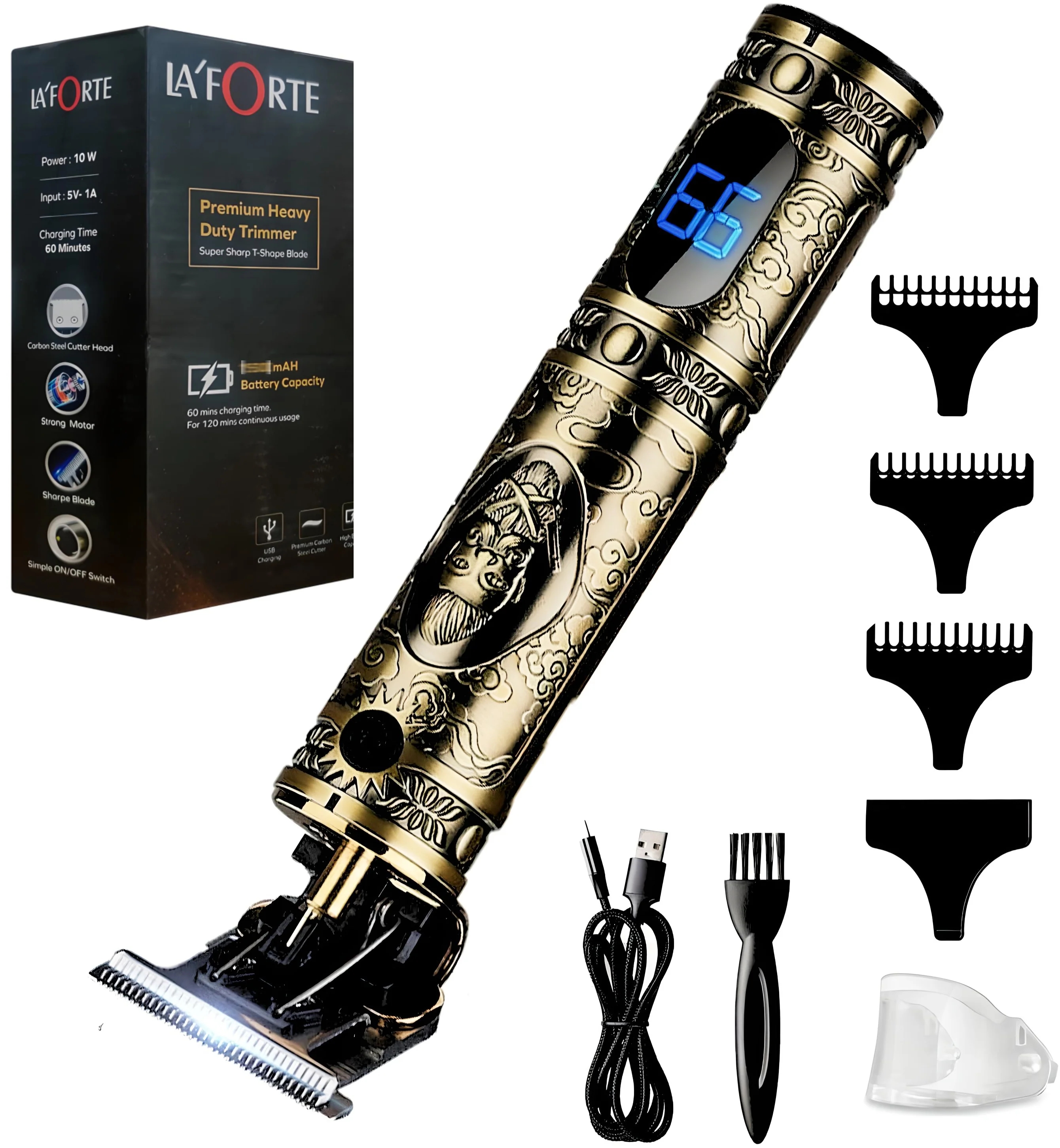 LA' FORTE Heavy Duty Rechargeable Hair Trimmer with Digital Display , Pack of 2