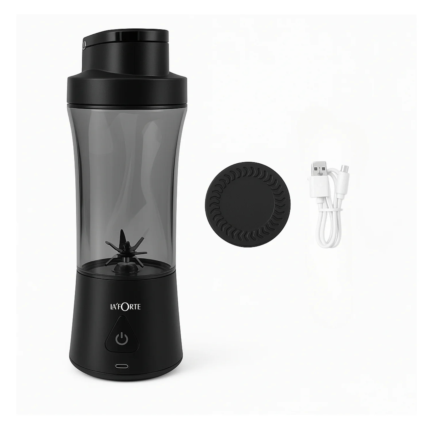 LA’ FORTE Portable Blender | 600ml Cup | 360W Powerful DC Motor | 6000mAh Rechargeable Battery | High-Speed Smoothie Maker | Travel-Friendly Juicer Mixer for Smoothies, Shakes & Juices