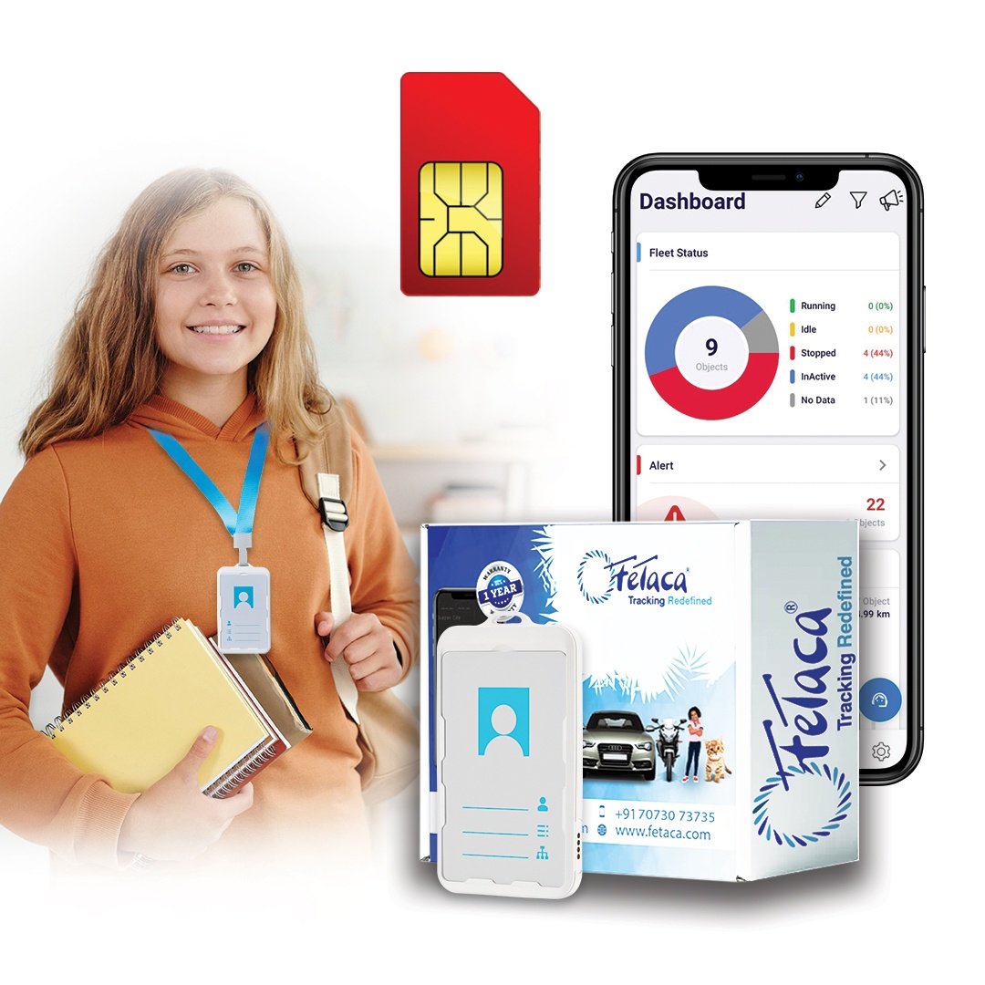 FeTaca 4G White ID Card GPS Tracker with 2-Way Communication, Panic Button, Alert Notifications & Lifetime Free Tracking Platform | Live Location Tracking Device for Kids, Students, Senior Citizens | 1-Year SIM Data Included for Safety