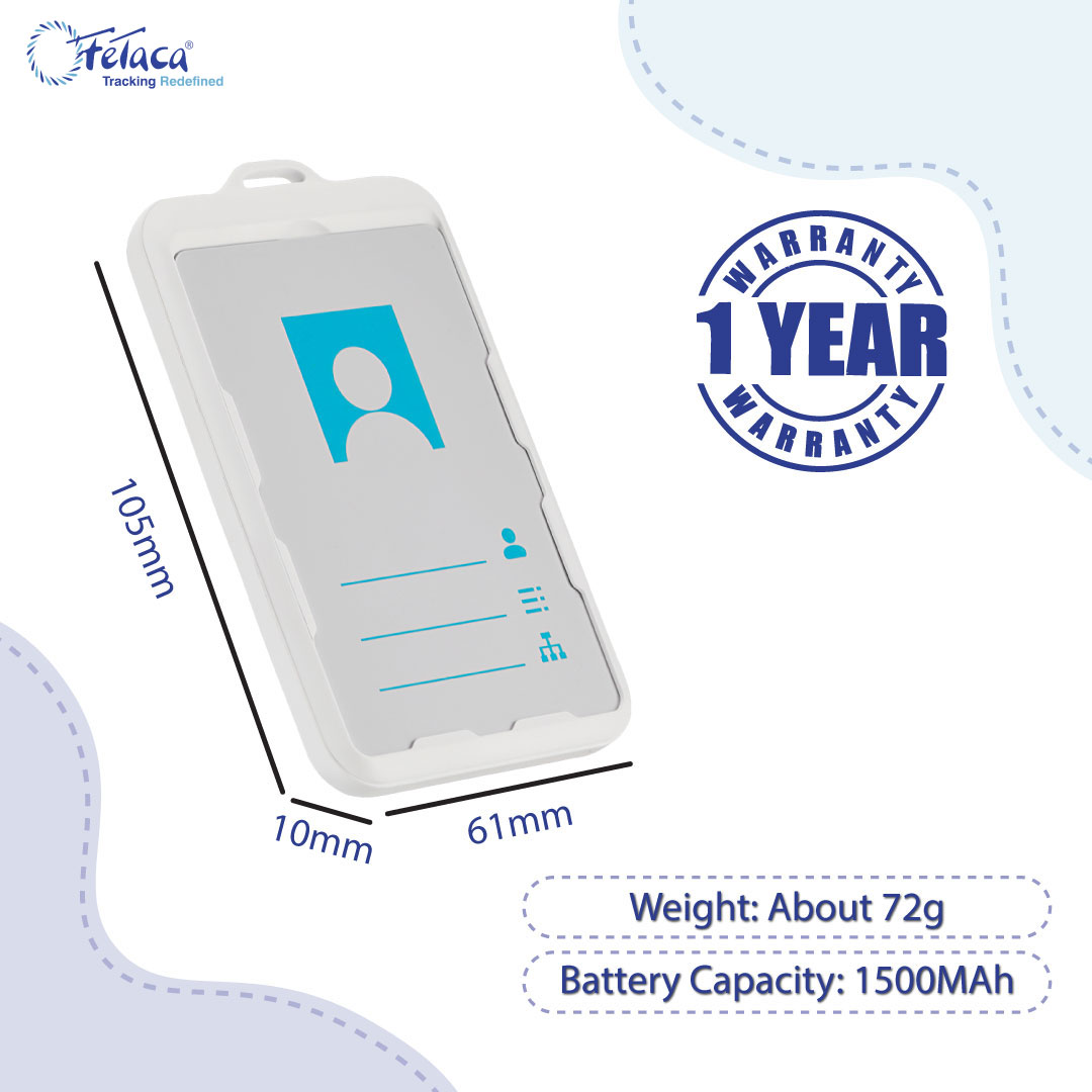 FeTaca 4G White ID Card GPS Tracker with 2-Way Communication, Panic Button, Alert Notifications & Lifetime Free Tracking Platform | Live Location Tracking Device for Kids, Students, Senior Citizens | 1-Year SIM Data Included for Safety