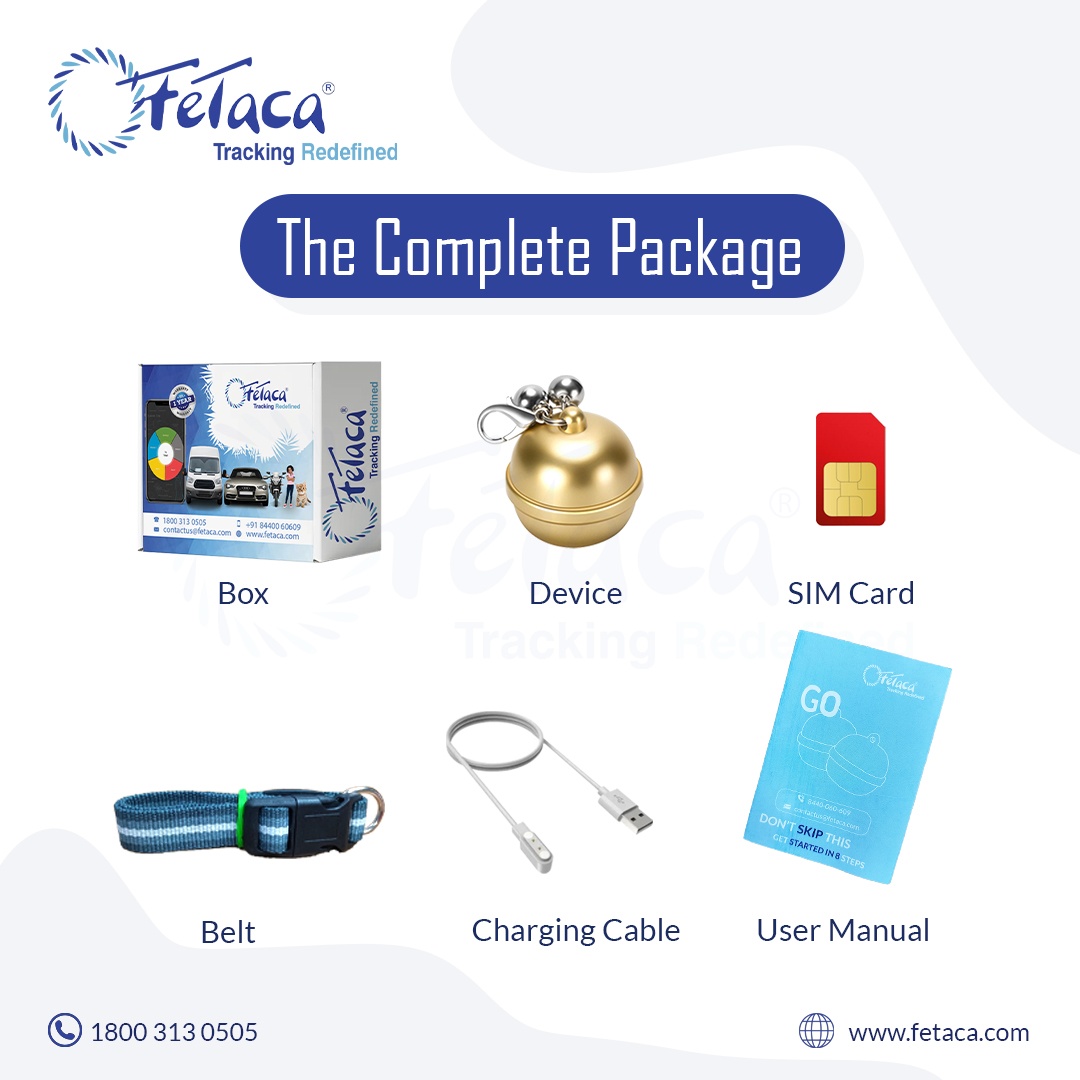 FeTaca® Smart Bell-Shaped 2G Pet GPS Tracker for Dogs, Cats & More – Live Tracking, Mobile Alerts & Activity Monitoring (Gold)