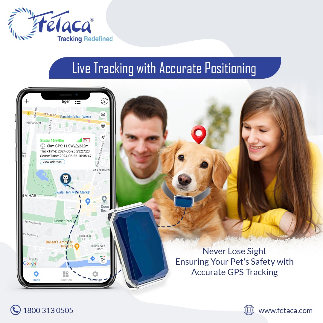 FeTaca Smart GPS Tracker Collar for Pet Safety: Dogs, Cats, and More with Advanced Tracking Platform and SIM Card Subscription Required