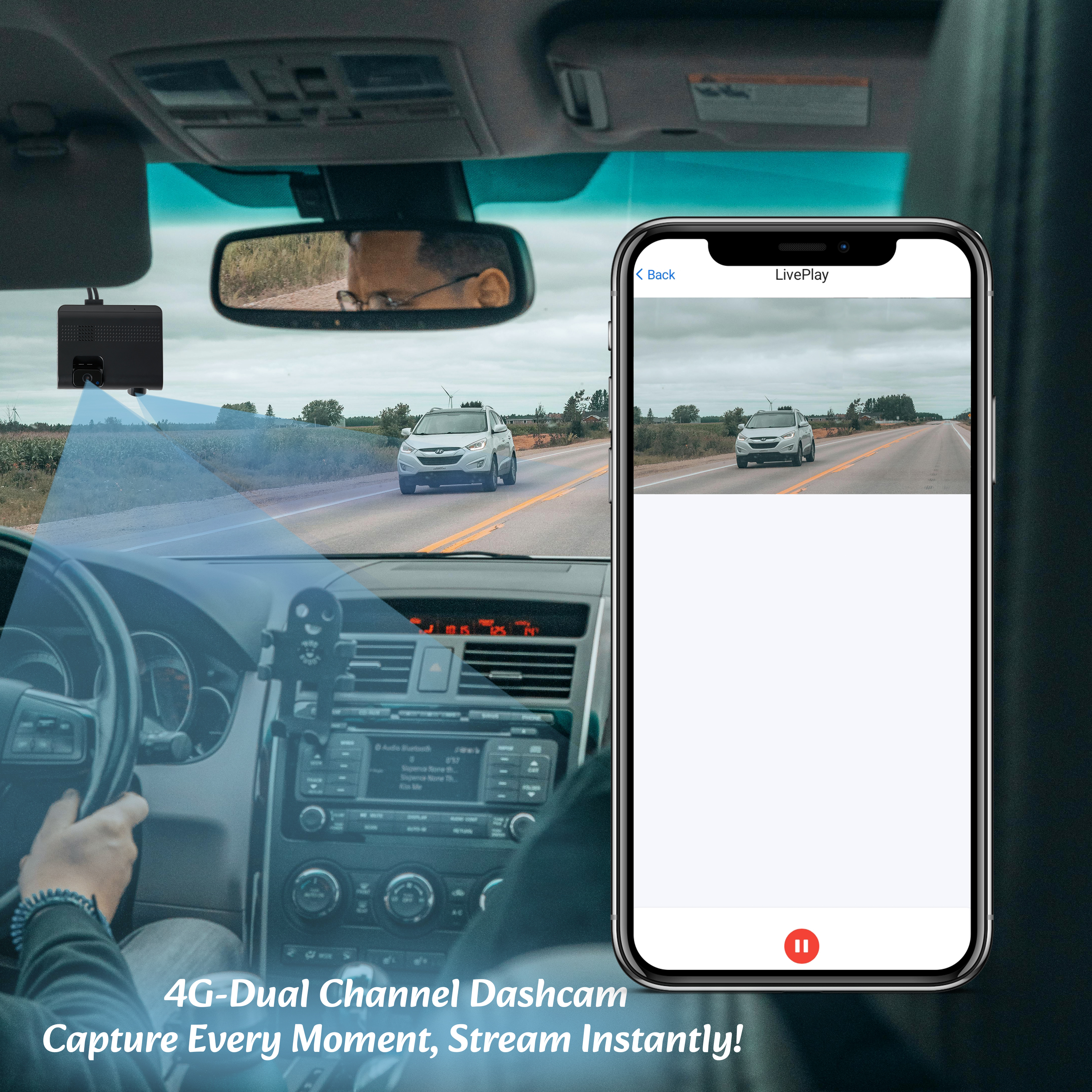 FeTaca DC5 Car Dash Camera with Inbuilt GPS Tracker and Multiple Types of Alarms | 1080p Video Quality | Dual Channel | 4G Calling | Emergency Recording | Installation Support