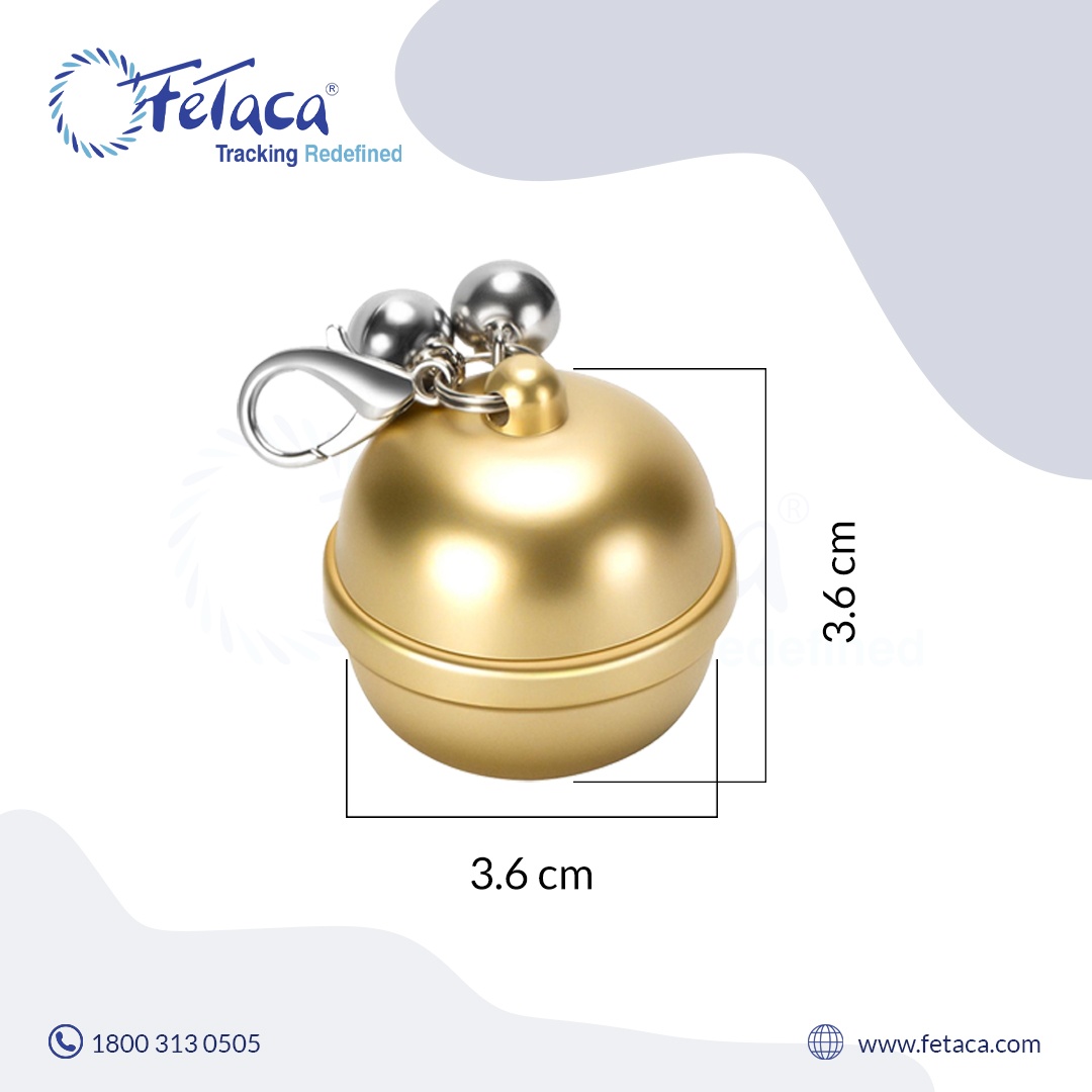 FeTaca® Smart Bell-Shaped 2G Pet GPS Tracker for Dogs, Cats & More – Live Tracking, Mobile Alerts & Activity Monitoring (Gold)