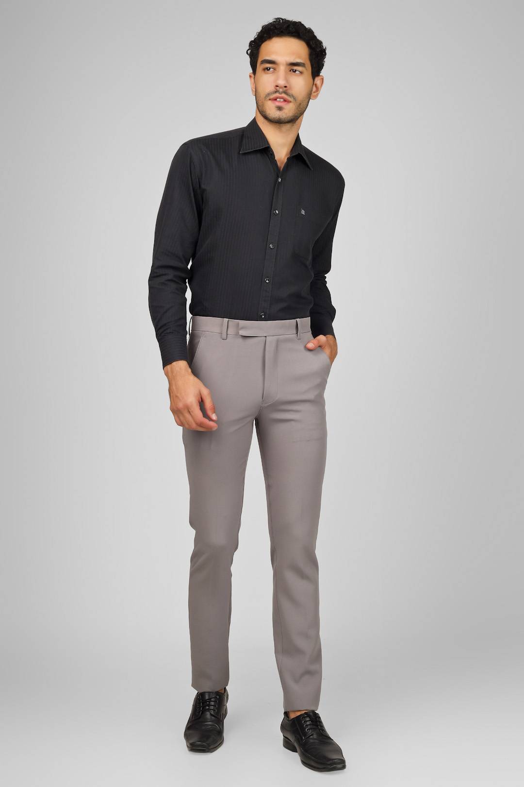 Men's Slim Fit Light Grey Formal Trouser