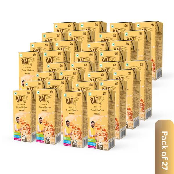OATEY Premium Kesar Badam Millet Milk: Pack of 27 (5.4 L) | Plant-Based Vegan Milk India