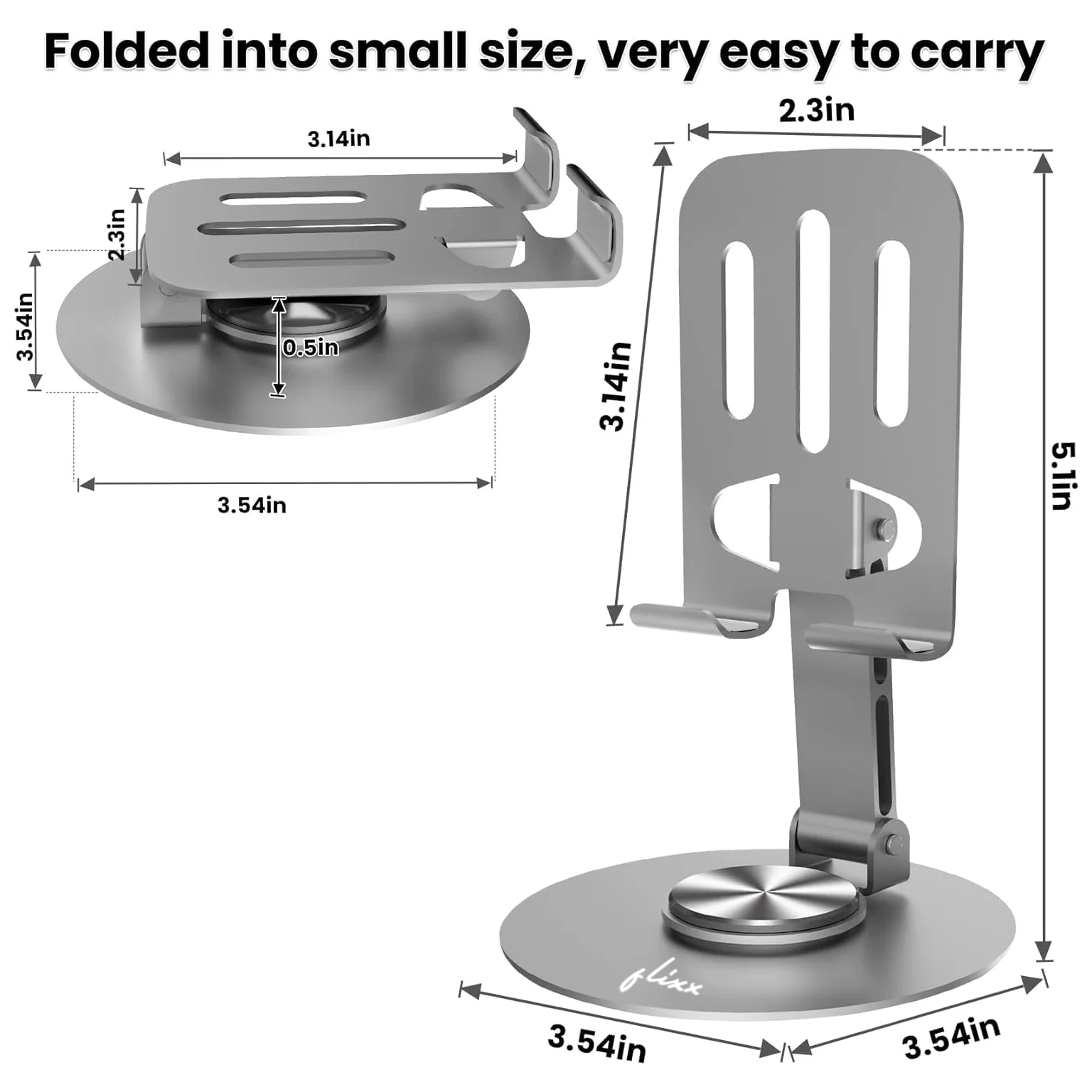 Flixx Foldable Metal Mobile & Tablet Stand | Adjustable Viewing Angle | Anti-Slip Base