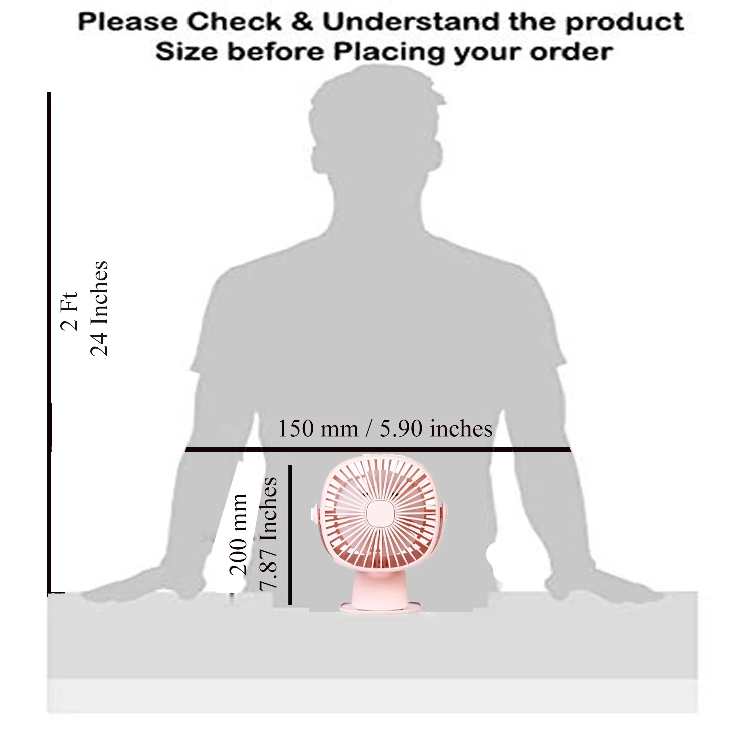 LA' FORTE Rechargeable Clip Desk Fan with LED Lights