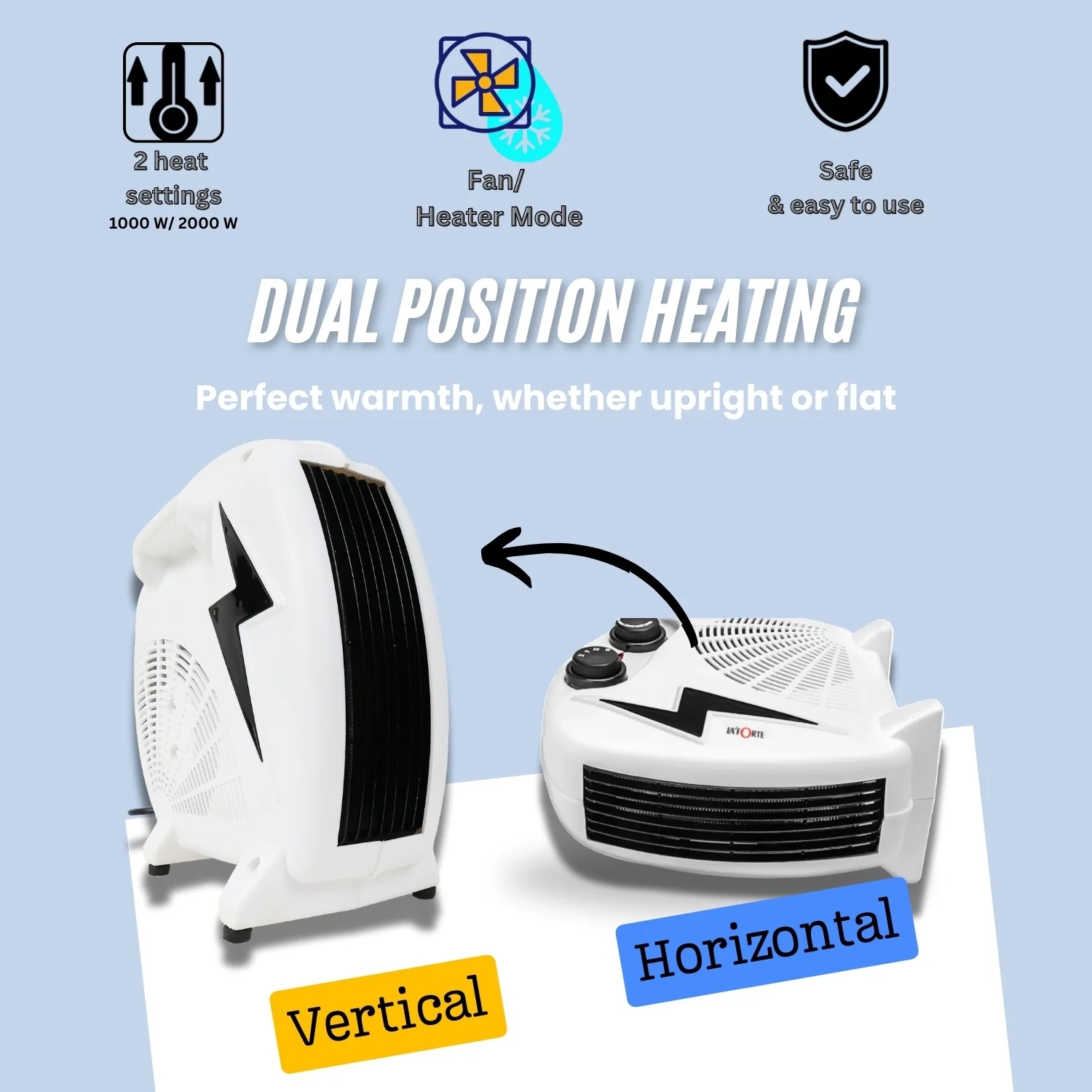 Room Heater For Home 1000/2000 Watts with Overheat Protection | Dual Placement