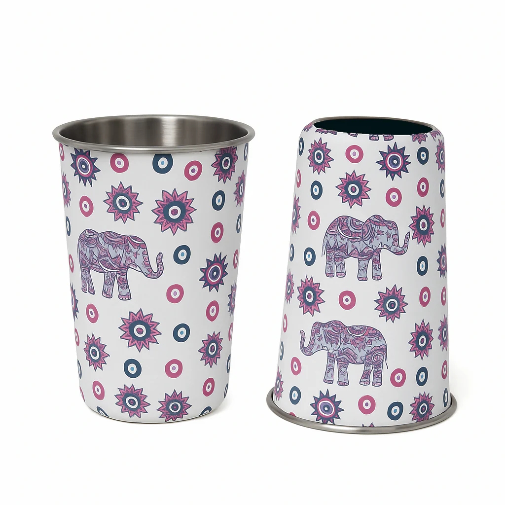 LA' FORTE Premium Stainless Steel Bottle & 02 Tumbler Set ( Water Bottle X 1000 ml ; 02 Glasses X 250 ml each)