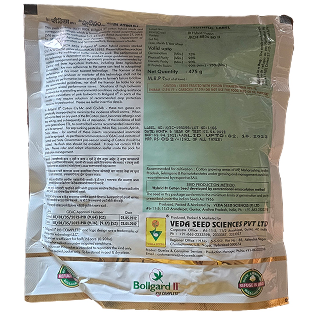 Veda Platinum (COTTON SEEDS) JKCH 8836 BG2